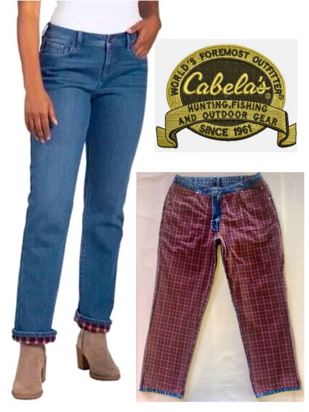 Cabela's Women's Lined Bootcut High Rise Dark Wash Jeans Mountaincore Cabin S 12